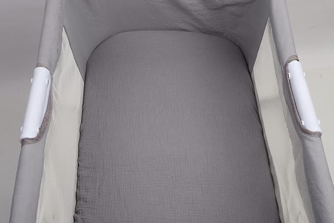 Muslin Bassinet Sheets 30"x 16" Compatible with Fisher-Price Soothing Motions and Dream On Me Lacy Baby Bassinet, 2 Pack 100% Cotton, Grey and Green
