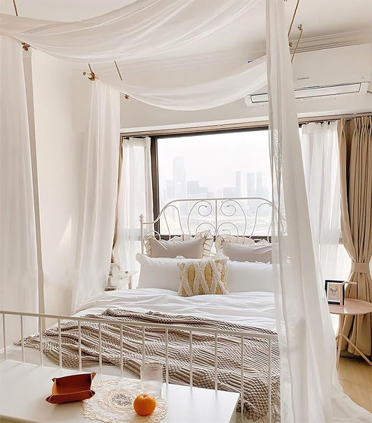 Bed Canopy for Girls 2pcs King Canopy Bed Curtains 30*228in White Tulle Canopy Bed Scarf for Queen & Full Bed,Sheer Bed Drapes,Twin Girls Canopy Bed Decor for Baby Crib,Kid Adult Beds(Not With Frame)