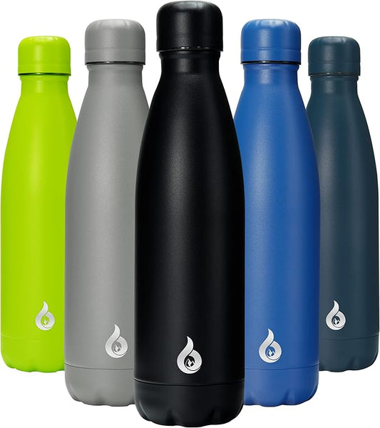 BJPKPK Insulated Water Bottle 17oz Stainless Steel Water Bottles Dishwasher Safe Sports Water Bottles-Black
