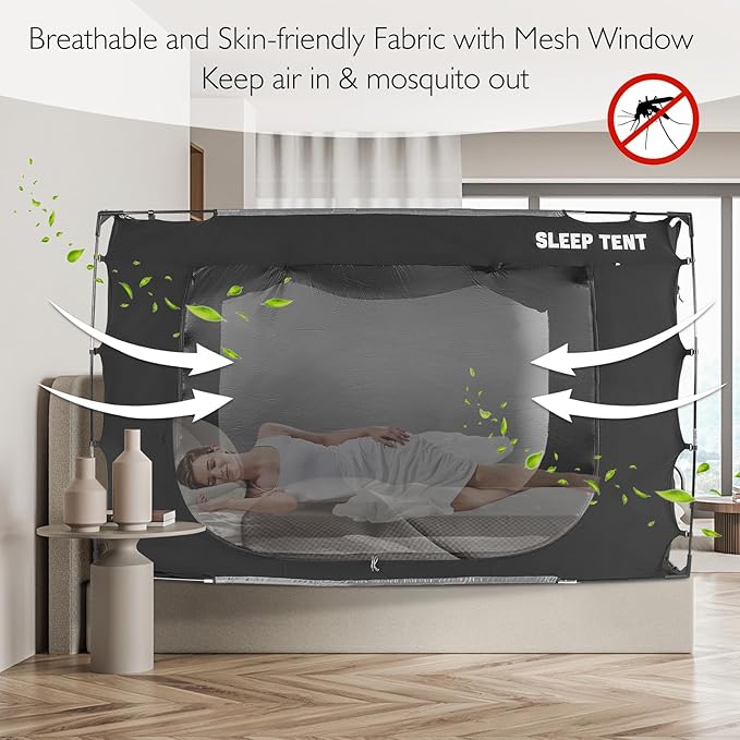 Bed Tent Canopy Full Size for Adult and Kids Portable Dream Tent Indoor Sleeping Tents 98% Blackout,Breathable Privacy Space on Bed with Three Doors (Mattress Not Included)โฆ