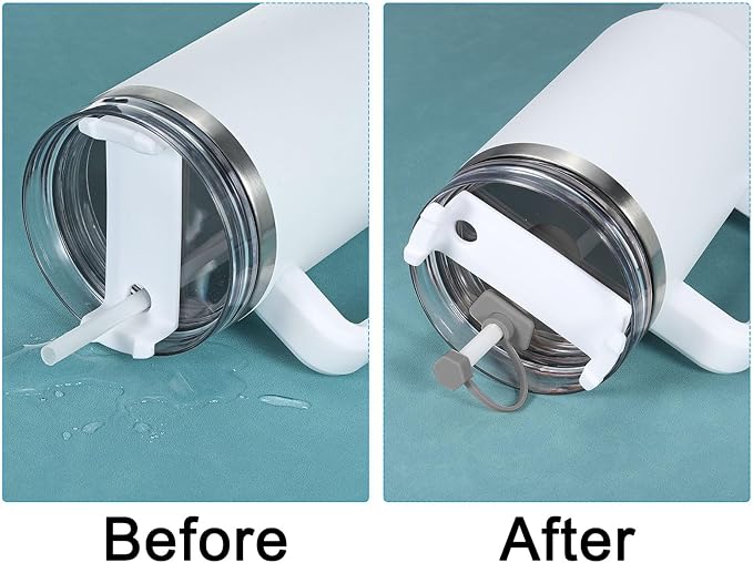 PATIKIL Silicone Spill Stopper for Straw Cup 1.0 2.0 40oz/ 30oz, Set of 9 Tumbler Accessories Including 3 Straw Cover Cap, 3 Square Spill Stopper and 3 Round Leak Stopper, Black/Grey