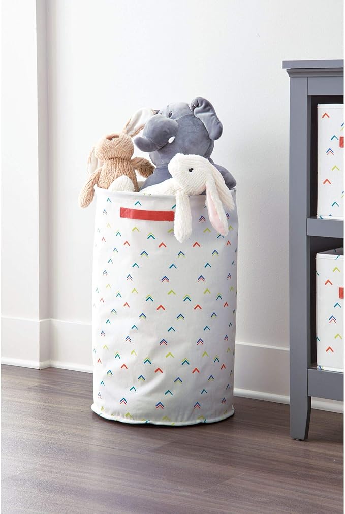 iDesign Arrow Fabric Round Storage Bin, Basket Container Mini Hamper with Dual Side Handles for Closet, Bedroom, Laundry, Clothing, Toys, Nursery - Multicolored
