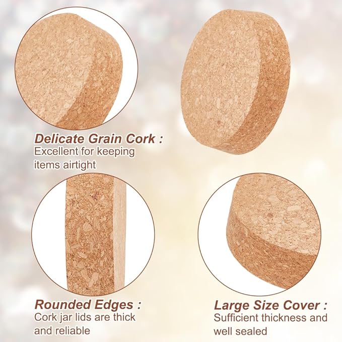 OLYCRAFT 6 Pcs Large Cork Stoppers Tapered Cork Plugs Wood Corks Lids Bottle Lids Cork Stoppers3.6 inch Wine Bottle Stoppers Wood Jar Cork for Kitchen Wedding Favor Canning - 2cm Thick
