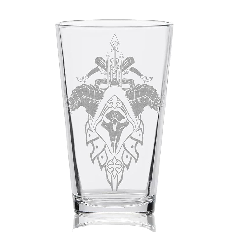 DEMON HUNTER WARCRAFT EMBLEM Engraved Pint Glass | Inspired by Warcraft | Great Gamer Gift Idea