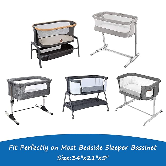 Bedside Sleeper Bassinet Sheets to Fit Baby Delight, ANGELBLISS, Mika Micky, Milliard, MiClassic, Dream On Me, Baby Joy Bassinet, Soft Breathable Rainbow Bassinet Sheet(34"x 21"x 5") for Boys Girls