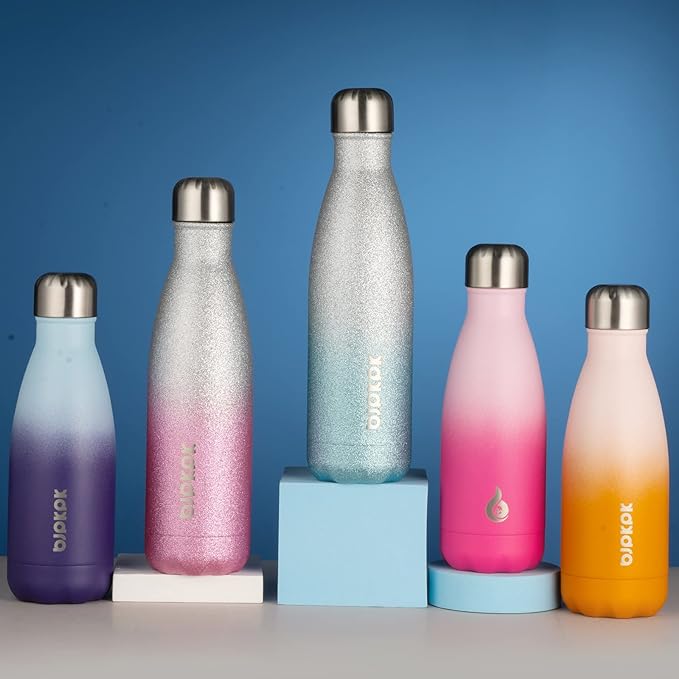 BJPKPK Stainless Steel Water Bottles 12oz Insulated Water Bottle Travel Sports Water Bottles,Light Pink