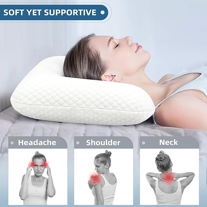 Gel Cooling Pillow Memory Foam Pillows for Side, Back, and Stomach Sleepers Bed Pillow for Sleeping Standard Size