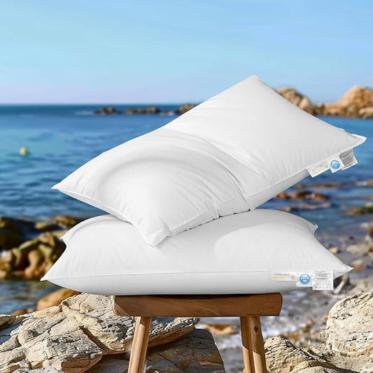 Canadian Luxury Goose Down Pillow Queen Size - 900 Fill Power, 600 TC Cotton Shell- Ultra Soft and Comfort Sleep Pillows - Bed Pillows for Back, Stomach, Side Sleeper(White,Queen(Pack of 2))