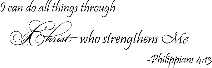 I Can Do All Thing Through Christ Who Strengthens Me Funny Inspiring Wall Sticker Decal Vinyl Sticker, Believe In Family Living Room Office School Classroom Library Gym Art Wall Decoration