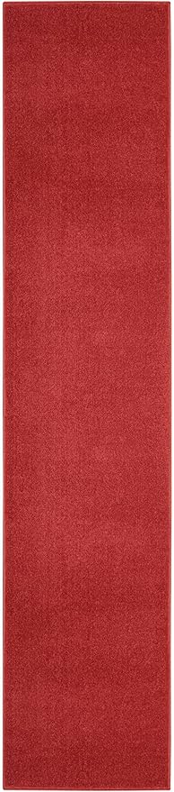 Nourison Essentials Solid Indoor/Outdoor Brick Red 2'2" x 16 Area Rug, Easy Cleaning, Non Shedding, Bed Room, Living Room, Dining Room, Deck, Patio, Backyard (2x16)