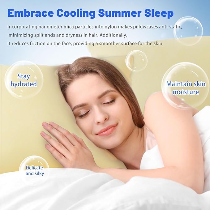 Cooling Pillow Cases for Hot Sleepers - Double Side Arc-Chill Q-Max>0.5 Cooling Fiber Cool Pillow Cases 2 Pack - Breathable Soft Cold Pillow Cases with Hidden Zipper (Cream, 20" x 36")