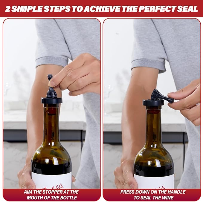 Wine Stopper,10 Pack Wine Stoppers for Wine Bottles,Plastic Vacuum Wine Bottle Stopper Wine Saver with Airtight Seal,Wine Topper Keep Wine Fresh Wine Bottle Sealer Set