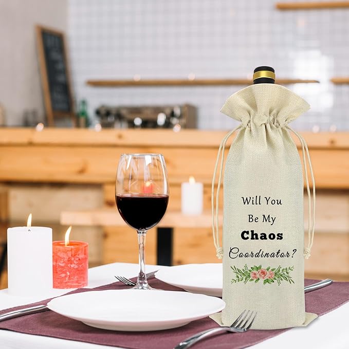 Chaos Coordinator Gift Wine Bag for Men Women Boss Coworker Boss Lady Teacher Manager Office Gifts Wedding Coordinator Gift Drawstring Wine Bag Christmas Birthday Boss Day Gift Wedding Planner Gift