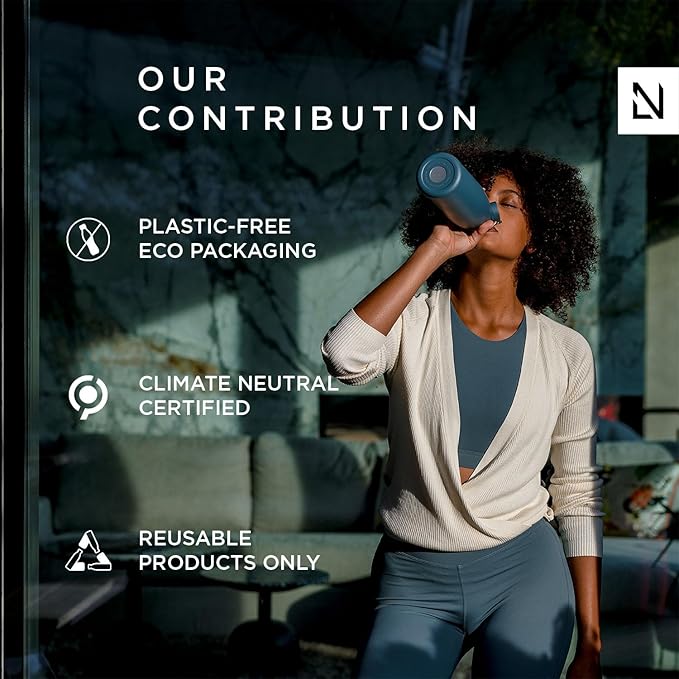 LARS NYSØM Stainless Steel Insulated Water Bottle 12oz 17oz 25oz 34oz 51oz | BPA-free Insulated Thermo Flask for Hot and Cold Beverages | Leakproof Drinking Bottle