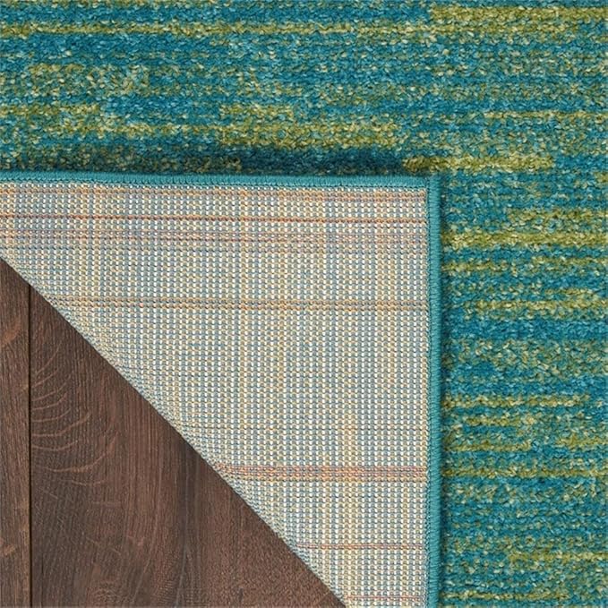 Nourison Essentials Blue Green 2'2" x 16' Area Rug Easy Clean, Non Shedding, Bed Room, Living Room, Dining Room, Kitchen (16' Runner)