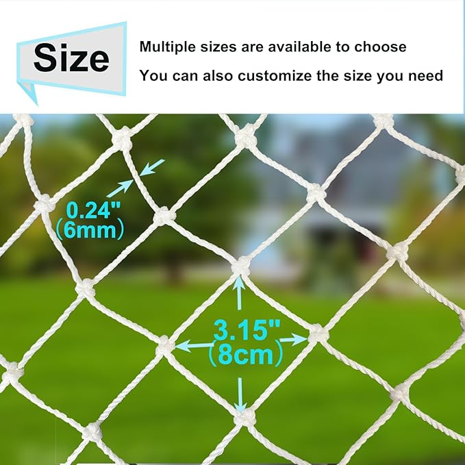 Rope Net Kids Safety Rope Netting Stairs Balcony Fence Safety Net Child Railing Playground Protection Rope Netting Indoor and Outdoor Decor Net White (6mm,1X3m)