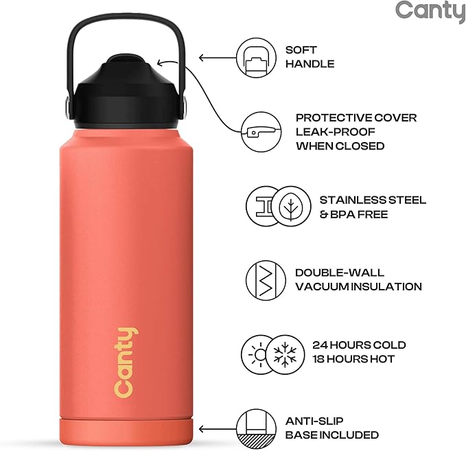 Canty Stainless Steel Water Bottle with Straw, Anti-Slip Base and Giftable Full Colored Box, Great for Travel (Lavender, 24 Oz)