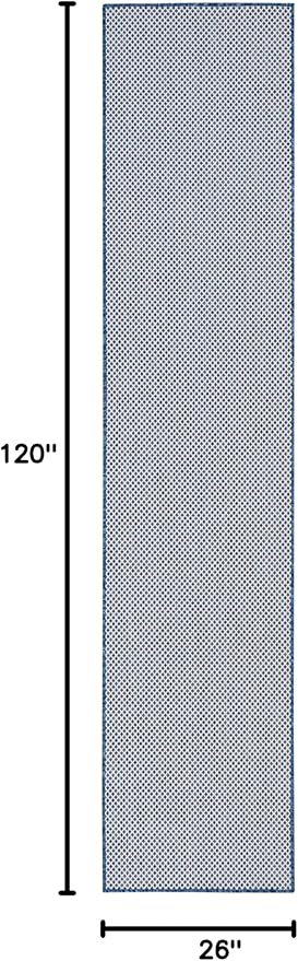 Nourison Courtyard 10' Runner Ivory Blue Fabric Modern Area Rug (10' Runner)