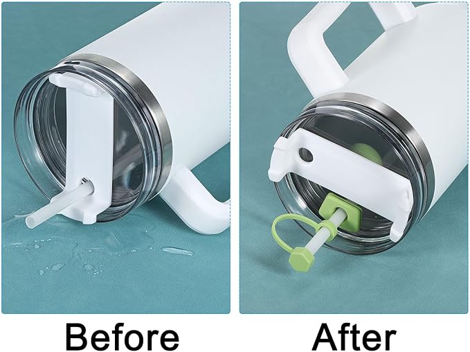 PATIKIL Silicone Spill Stopper for Straw Cup 2.0 40oz/ 30oz, Set of 12 Tumbler Accessories Including 4 Straw Cover Cap, 4 Square Spill Stopper and 4 Round Leak Stopper, Green