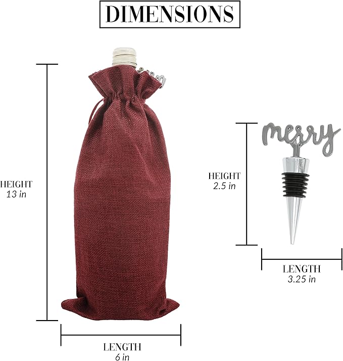 Pavilion Gift Company Wonderful Wine-13 Wine Gift Bag Set, 13", Red, White, Silver