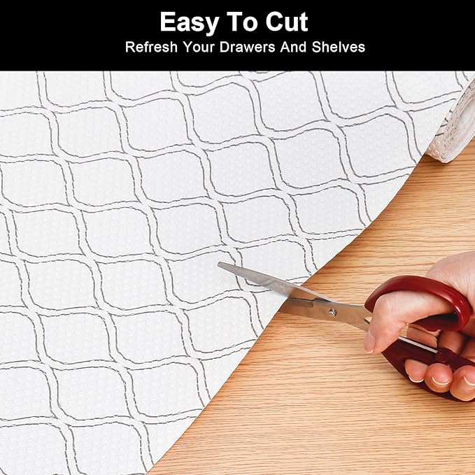 Cooyes Shelf Liner Drawer Liners, Shelf Liners for Kitchen Cabinets, Non Adhesive Cabinet Liner, EVA Waterproof Oil-Proof Non-Slip Refrigerator Liners for Shelves (White, 12 Inches x 10 FT)