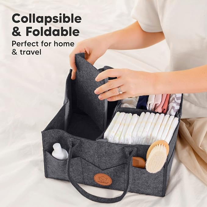 KeaBabies Diaper Caddy Organizer - Baby Organizer for Nursery, Car Storage Organizer, Baby Gift Basket, Changing Table Organizer,Portable Diaper Organizer Caddy for Girls, Boys(Mystic Gray)
