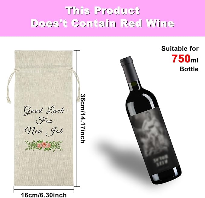 New Job Gift Good Luck Gift for Coworker Wine Bag Farewell Goodbye Leaving Gift for Colleague Friends Boss Congrats New Beginnings Gift Promoted Gift Christmas Gift for Women Men Wine Bottle Bag