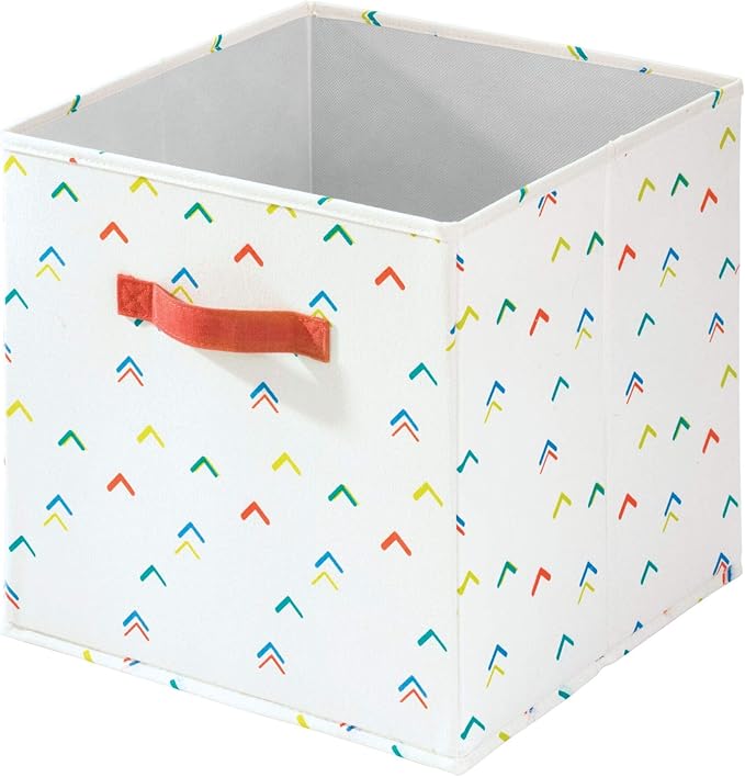 iDesign Arrow Fabric Storage Cube Bin, Small Basket Container with Dual Side Handles for Closet, Bedroom, Toys, Nursery - Multicolored