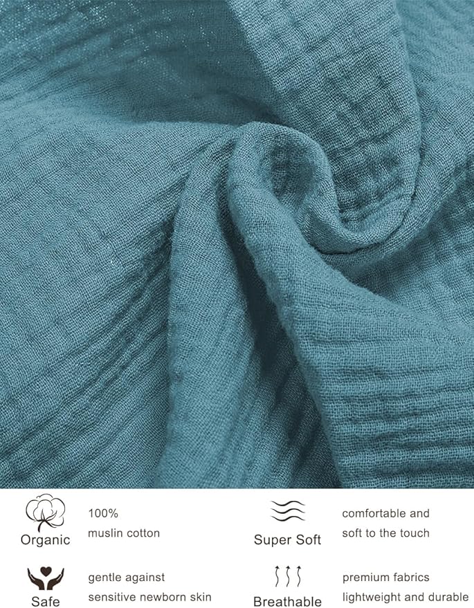 Blue Crib Sheets for Boys, Muslin Baby Crib Sheet for Standard Crib Mattress, Soft and Breathable Neutral Cotton Crib Sheets (46C-06)