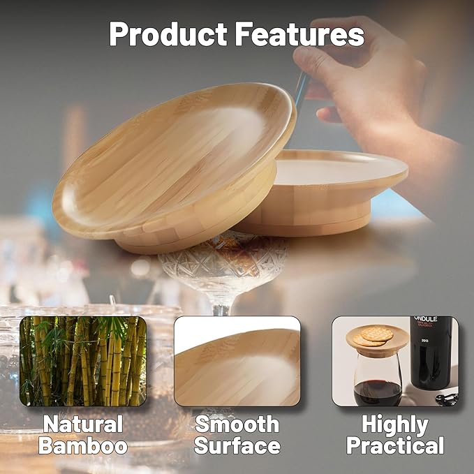 Wine Glass Charcuterie Topper, 8Pcs Charcuterie Wine Toppers, Wine Glass Charcuterie Board Topper, Bamboo Dessert Plates for Family Restaurants Bars (8 Pack)