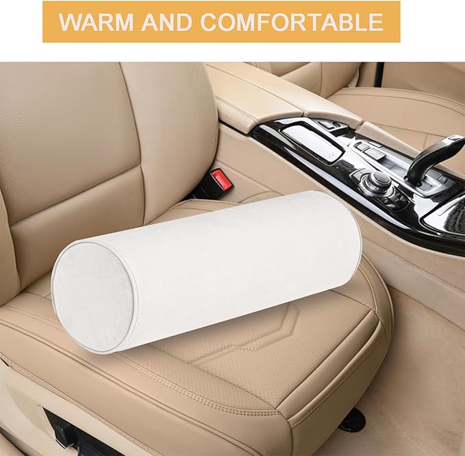 Cylinder Round Memory Foam Support Pillows Cervical Neck Roll Pillow with Pillowcase Soft, Comfortable and Breathable for Sleeping, Chair, Car, Sofa,Travel (White, 24x6)