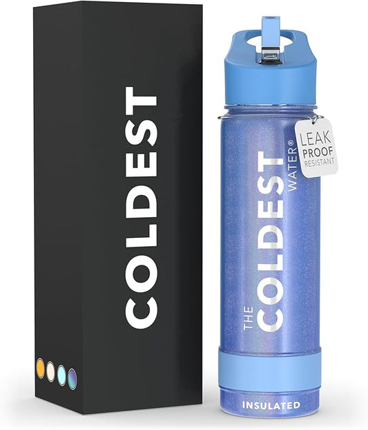 Coldest Sports Water Bottle with Straw Lid Vacuum Insulated Stainless Steel Metal Thermos Bottles Reusable Leak Proof Flask for Sports Gym (24 oz, Galactic Blue)
