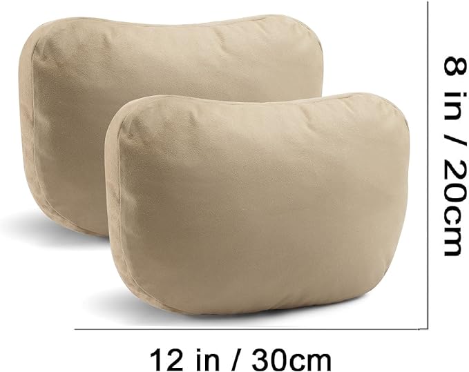 2Pcs Car Neck Pillows for headrests,for Travel Interior Accessories and Suede Support Head Pillows,Balance Neck Pillow Designed to Relieve Neck Pain and Muscle Tension.(Beige)