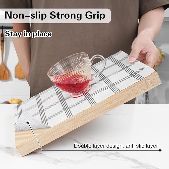 Shelf Liner,Drawer Liner for Kitchen Cabinet,18 in x 30 FT Cabinet Liners Non-Adhesive Non-Slip Contact Paper Waterproof Kitchen Liner Protect Desks, Cupboard with Knife and Tape Measure