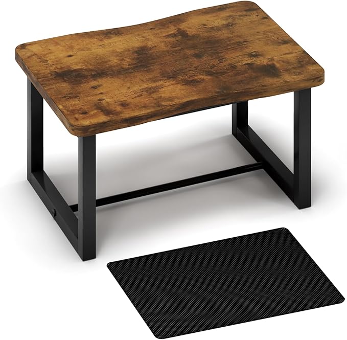 Wooden Step Stool with Non-Slip mat,Bed Steping Stool for Adult Hold up to 500lbs,Wood One Step Stool for Kitchen, Bedroom, Living Room, Bathroom…