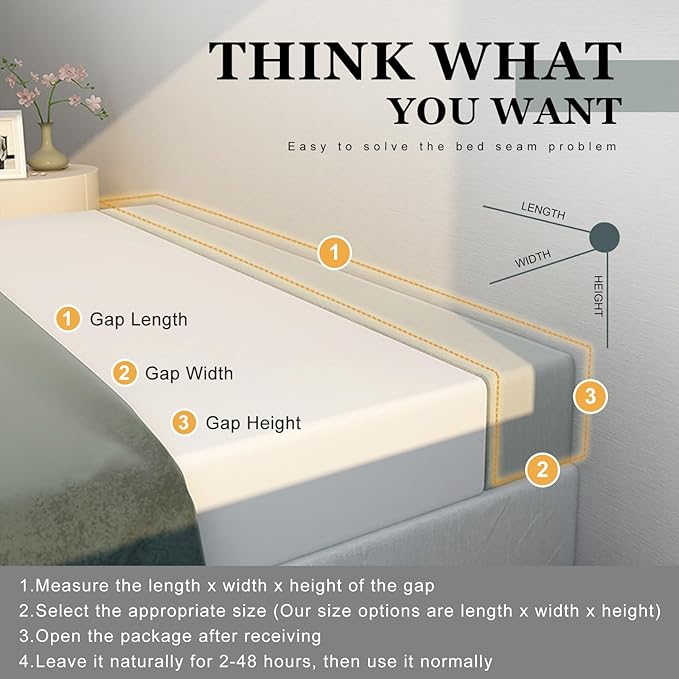 Mattress Extender, Bed Gap/Space Filler, Headboard Pillow Between Headboard and Mattress or Wall, High-Density Foam with Removable Cover(Light Grey-Twin/Twin XL-39 * 2 * 6in)