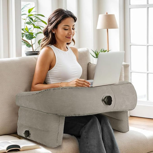 Reading Pillow for Gaming, Memory Foam Gaming Pillow for Lap with Coaster, Hight Adjustable Lap Desk Pillow for Reading, Working, Crocheting or Sitting in Bed Floor Sofa (Grey)