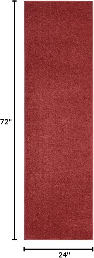 Nourison Essentials Indoor/Outdoor Brick Red 2' x 6' Area-Rug, Easy-Cleaning, Non Shedding, Bed Room, Living Room, Dining Room, Backyard, Deck, Patio (2x6)