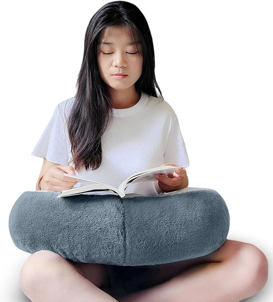 Reading Pillow Lap Pillow for Reading Gaming Pillow for Arms Crochet Pillow Provides Wrist & Elbow Support Suitable for Reading Gaming Working While Sitting on The Bed Floor or Sofa (Grey)