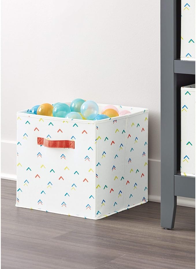 iDesign Arrow Fabric Storage Cube Bin, Medium Basket Container with Dual Side Handles for Closet, Bedroom, Toys, Nursery - Multicolored