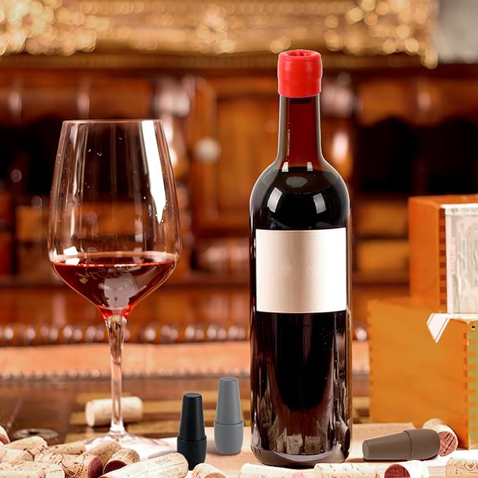 JUNEBRUSHS Wine Stoppers, 8PCS Silicone Wine Stoppers for Wine Bottles, Beer Bottle Stopper, Champagne Stopper, Reusable Sparkling Wine Bottle Stopper(4 Colors)