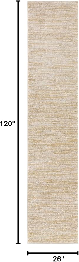 Nourison Essentials 10' Runner Ivory Gold Fabric Area Rug