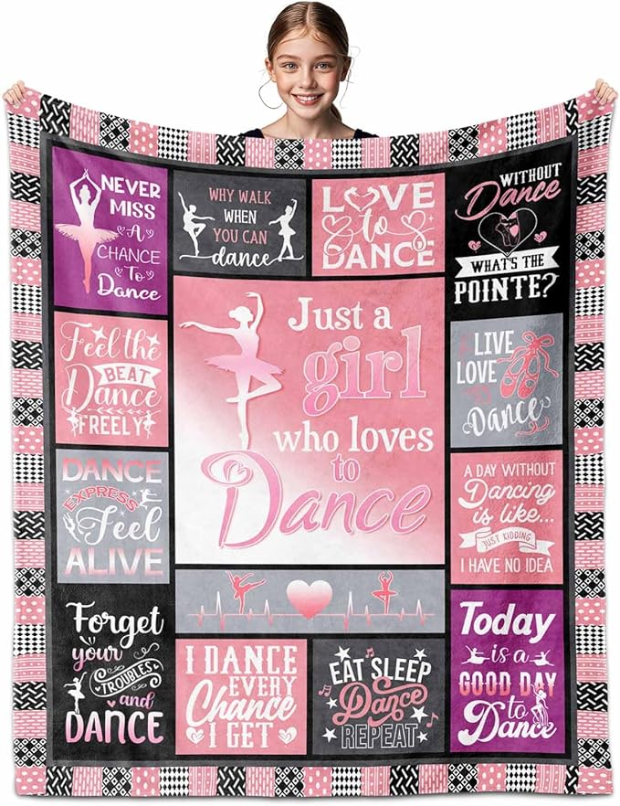 Dancer Gifts Blanket, Dancer Gifts for Girls Teens, Just A Girl Who Loves Dance, Dance Blanket 60"X50", Dancer Gifts for Girls, Dance Gifts for Teacher, Ballerina Gifts