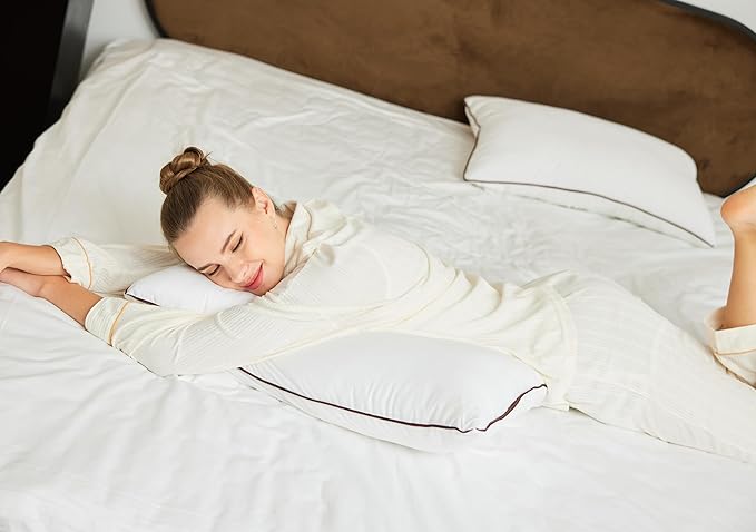 Luxury Hypoallergenic Sleeping Bed Pillows - Soft and Supportive - Premium Down Alternative Fill - Ideal for Side, Back, and Stomach Sleepers Queen Size Set of 2