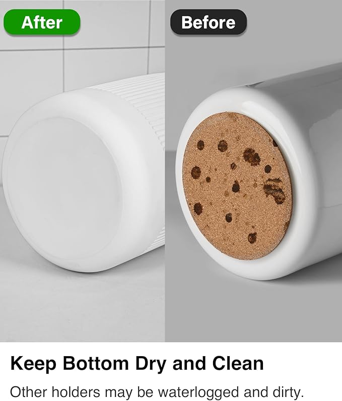 Instant Dry Stone Utensil Holder for Kitchen Counter, H7" Large Diatomite Kitchen Utensil Holder for Countertop, Cooking Utensil Crock with Water Absorbent, Farmhouse Kitchen Counter Decor,White