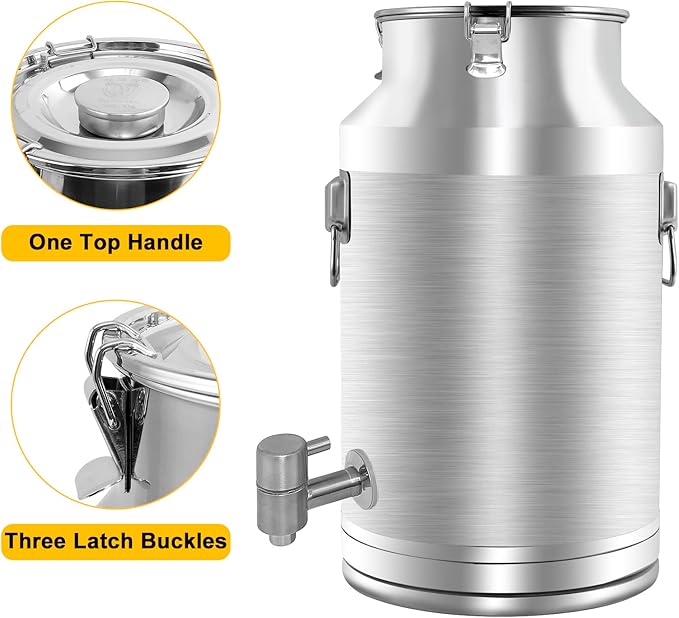 304 Stainless Steel Milk Can,35L Milk Bucket Wine Pail Bucket 9.25 Gallon Milk Can Tote Jug with Sealed Lid Heavy Duty for Milk and Wine Liquid Storage