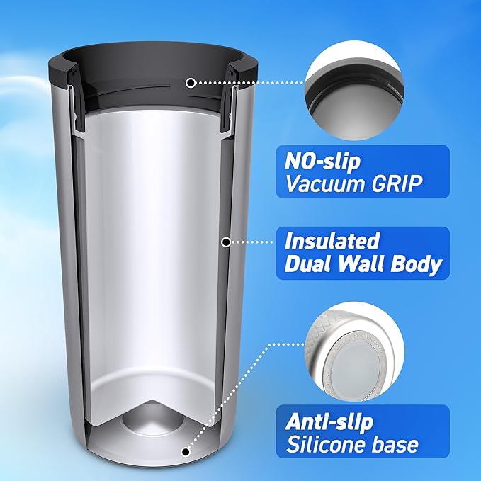 NEW HyperChiller SLIM HBC100SS, Dual Wall Vacuum Insulated, Slim Can Cooler, Beer, Soda, Energy Drinks, Seltzer, Wine Cooler, Fits All Standard 12 OZ Slim Cans, Cup Holder Friendly, Stainless Steel