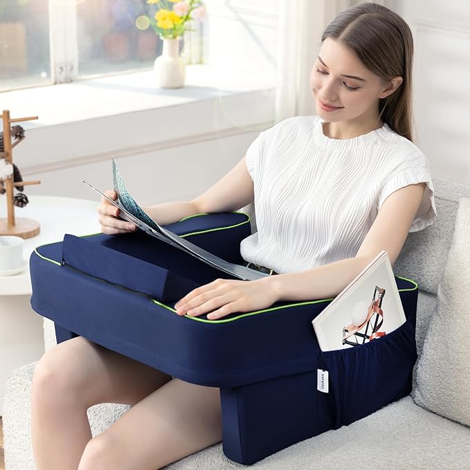 Reading Pillow for Gaming,Lap Desk Pillow for Laptop,Arm Rest Pillow for Reading, Working, Crocheting, Playing Steam Deck Switch or Sitting in Bed,Sofa
