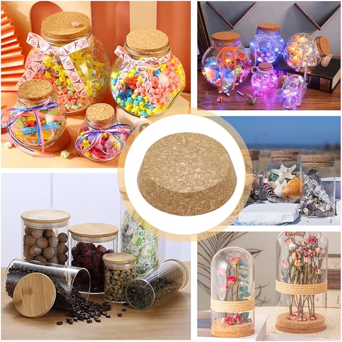 BENECREAT 2pcs Cork Stoppers, Tapered Wine Cork Plug Bottle Cork Stoppers, Replacement Corks for Wines, Decorative Bottles, Jars, Arts, DIY Crafts, 4x3.3inch