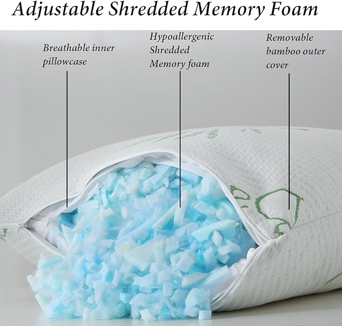 Body Pillow for Adults Shredded Memory Foam Long Full Body Pillow for Sleeping with Breathable Cover Firm Hug Large Pillows for Side/Back Sleepers 20x54